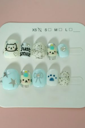 Merryskin-Artificial Fingernails-Short Square Press on Nails Glossy.