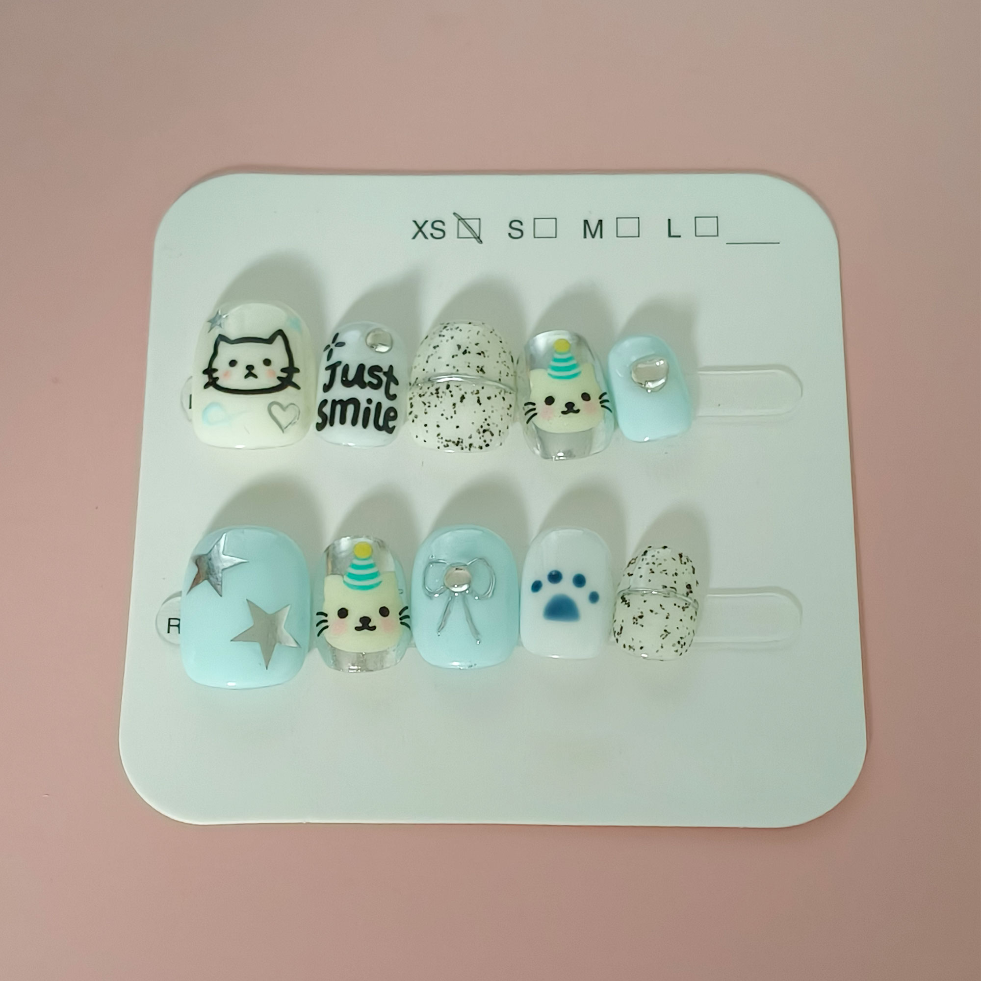 Merryskin-Artificial Fingernails-Short Square Press on Nails Glossy.